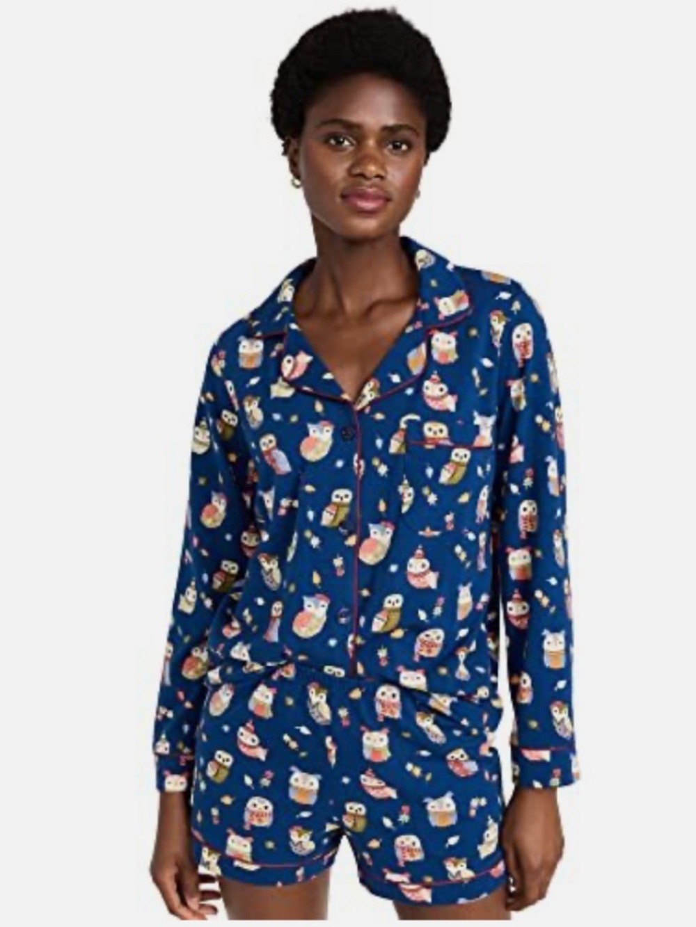 BedHead Women's 'Autumn Owls' Long Sleeved w/ Shorts Lightweight Jersey PJ Set